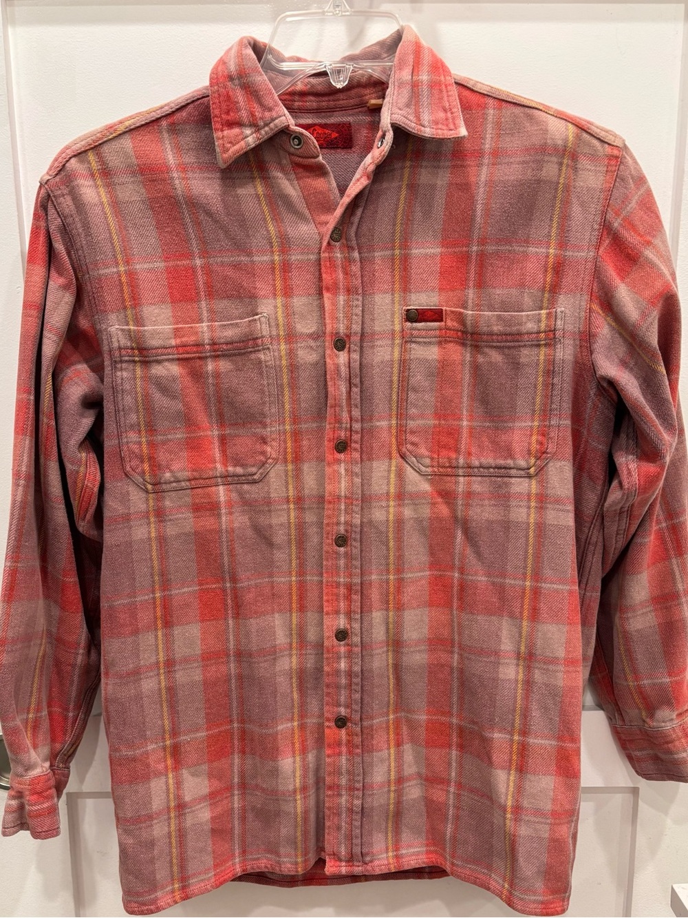 Lee Cooper Vintage Men's Red Plaid Casual Button-Down Shirt